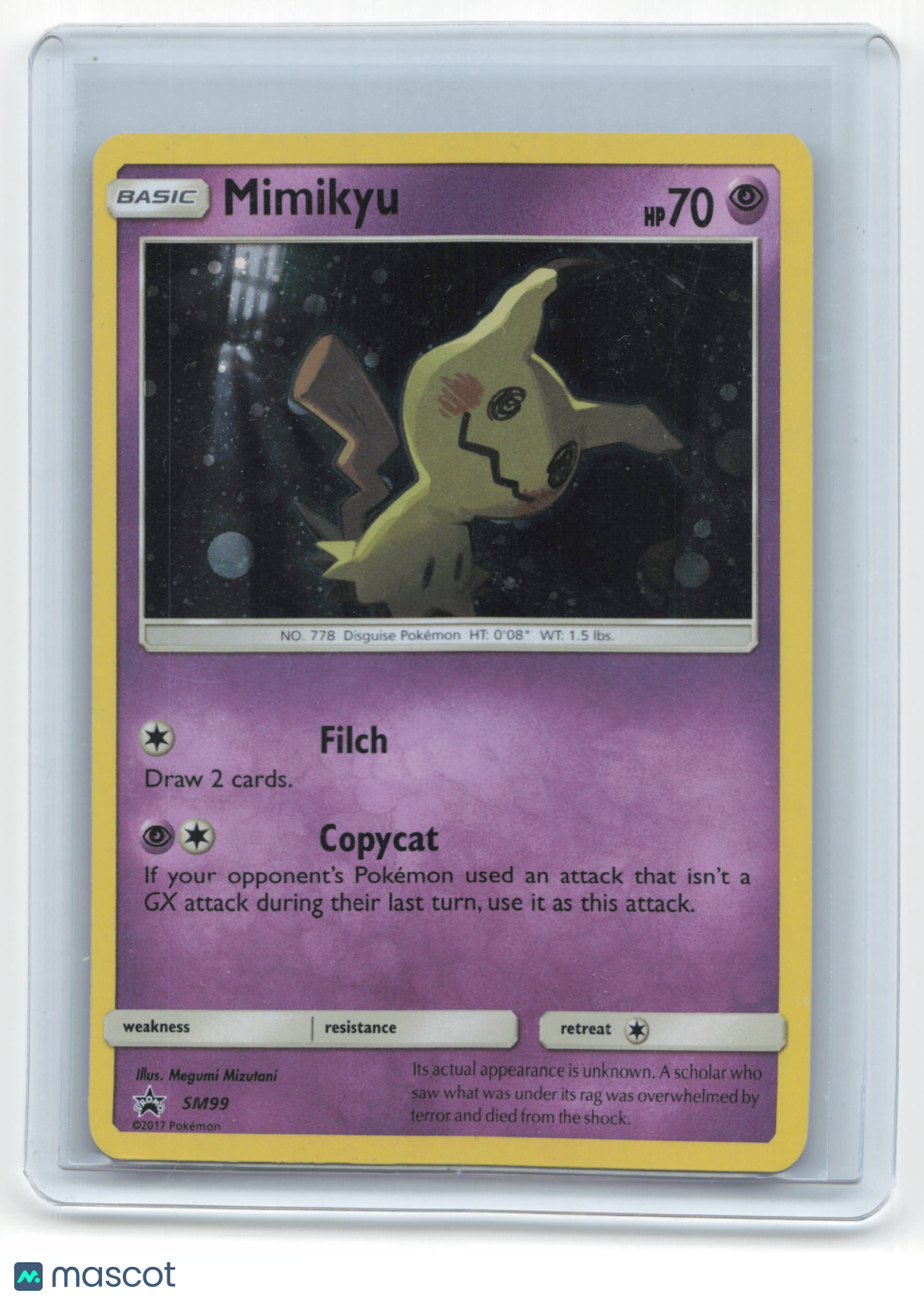 2017 Pokemon Mimikyu Sun & Moon Black Star Promo Holo #SM99 Lightly Played