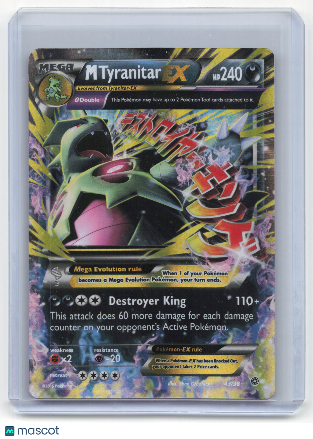 2015 Pokemon M Tyranitar EX Ancient Origins Rare Holo #43/98 Moderately Played