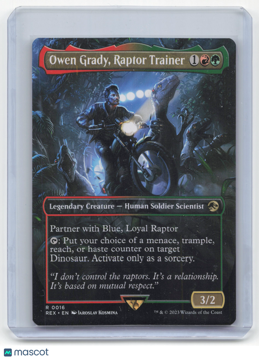 2023 Magic: The Gathering Owen Grady, Raptor Trainer REX Non-Foil #16 Borderless