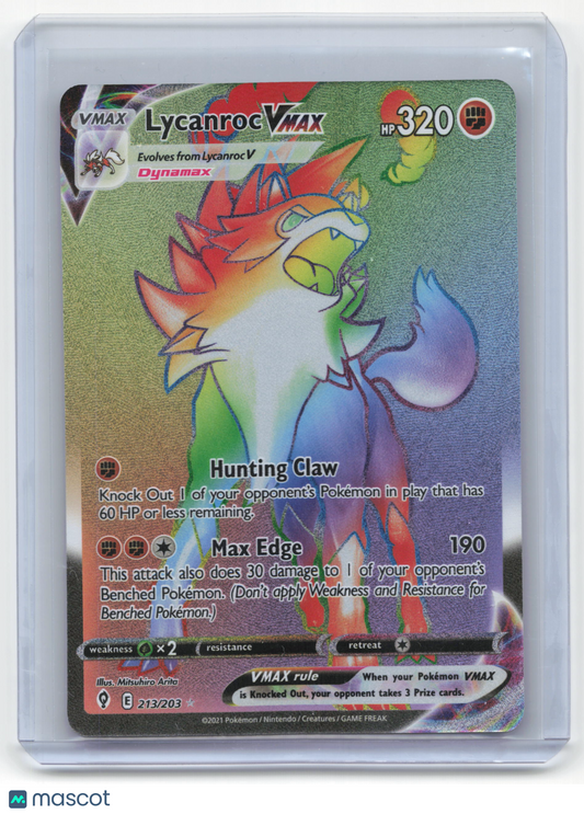 2021 Pokemon Lycanroc VMAX Evolving Skies Secret Rare Rainbow #213/203 Near Mint