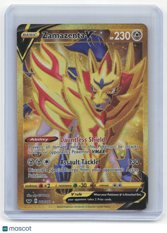 2020 Pokemon Zamazenta V Sword & Shield Secret Rare Holo #212/202 Near Mint