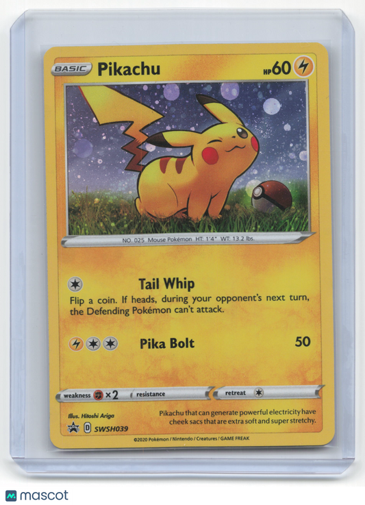 2020 Pokemon Pikachu Sword & Shield Black Star Promo Holo #SWSH039 Near Mint