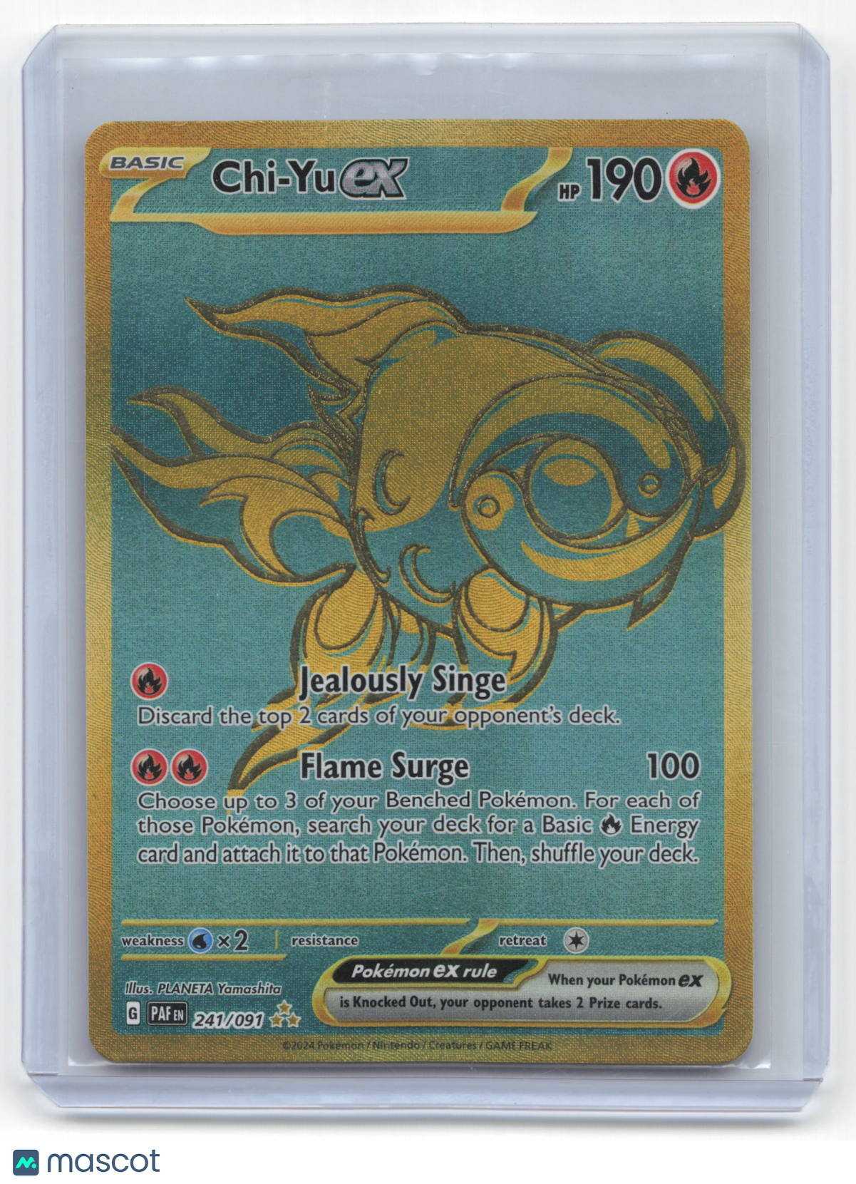 2024 Pokemon Chi-Yu EX Paldean Fates Hyper Rare Gold #241/91 Near Mint