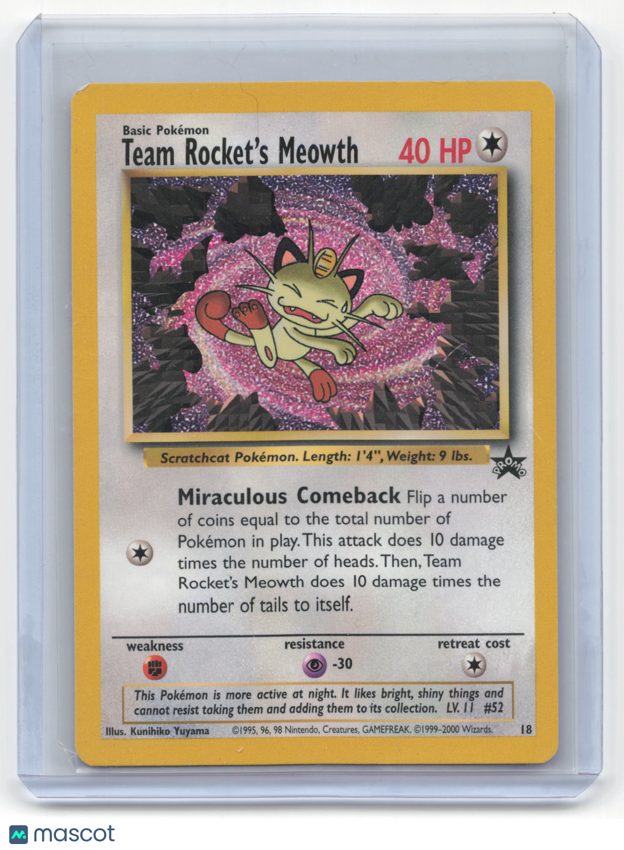 2000 Team Rocket's Meowth Pokemon Promos Black Star Promo #18 Lightly Played