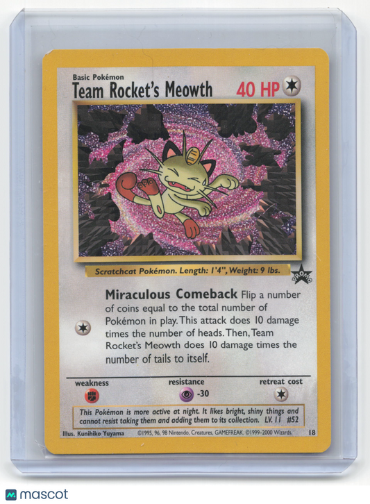 2000 Team Rocket's Meowth Pokemon Promos Black Star Promo #18 Lightly Played