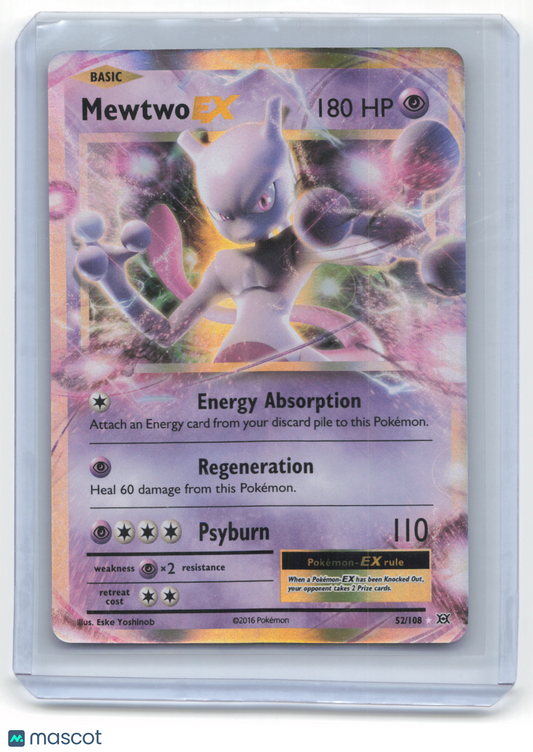 2016 Pokemon Mewtwo EX Evolutions Rare Holo #52/108 Near Mint
