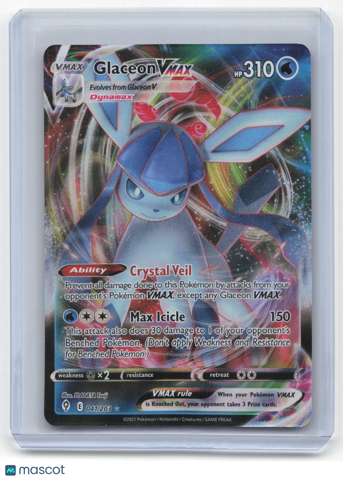 2021 Pokemon Glaceon VMAX Evolving Skies Rare Holo #41/203 Near Mint