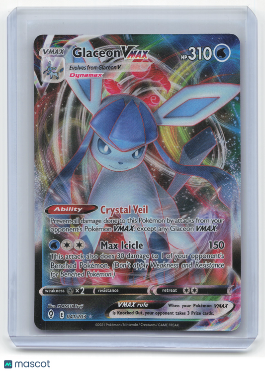 2021 Pokemon Glaceon VMAX Evolving Skies Rare Holo #41/203 Near Mint