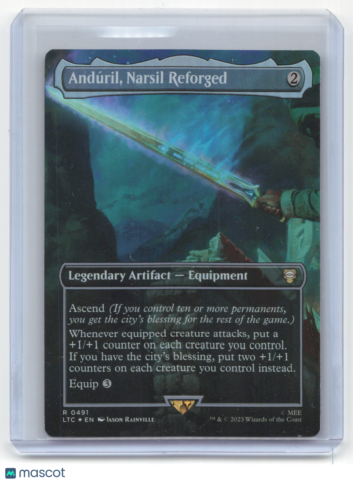 2023 Magic: The Gathering Andúril, Narsil Reforged LTC Rare Foil #491 Borderless