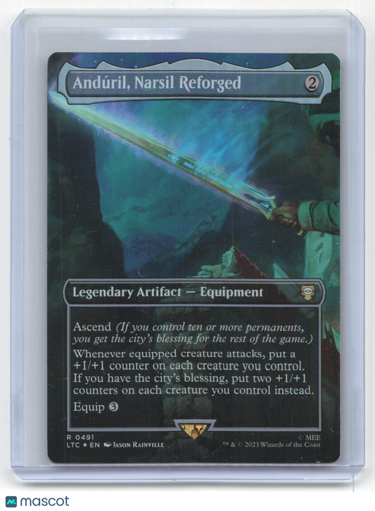 2023 Magic: The Gathering Andúril, Narsil Reforged LTC Rare Foil #491 Borderless