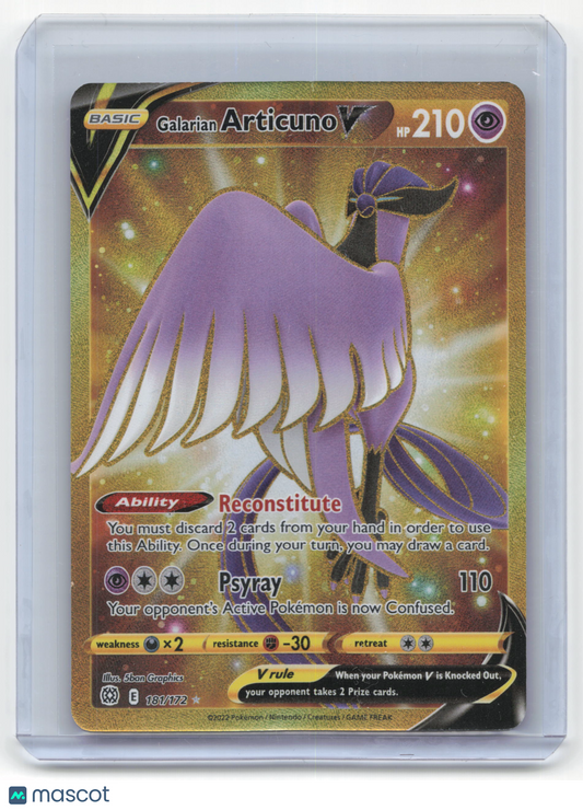 2022 Pokemon Galarian Articuno V Brilliant Stars Secret Rare #181/172 Near Mint