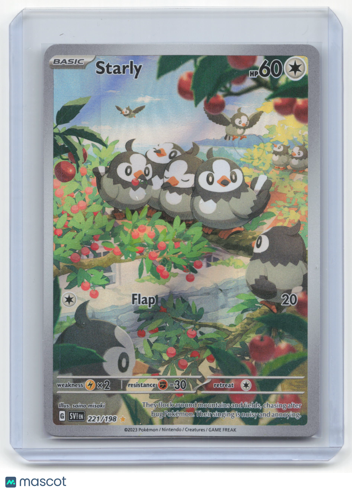 2023 Pokemon Starly Scarlet & Violet Illustration Rare #221/198 Near Mint