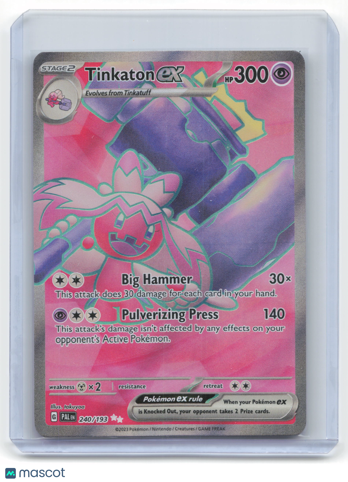 2023 Pokemon Tinkaton EX Paldea Evolved Ultra Rare #240/193 Near Mint