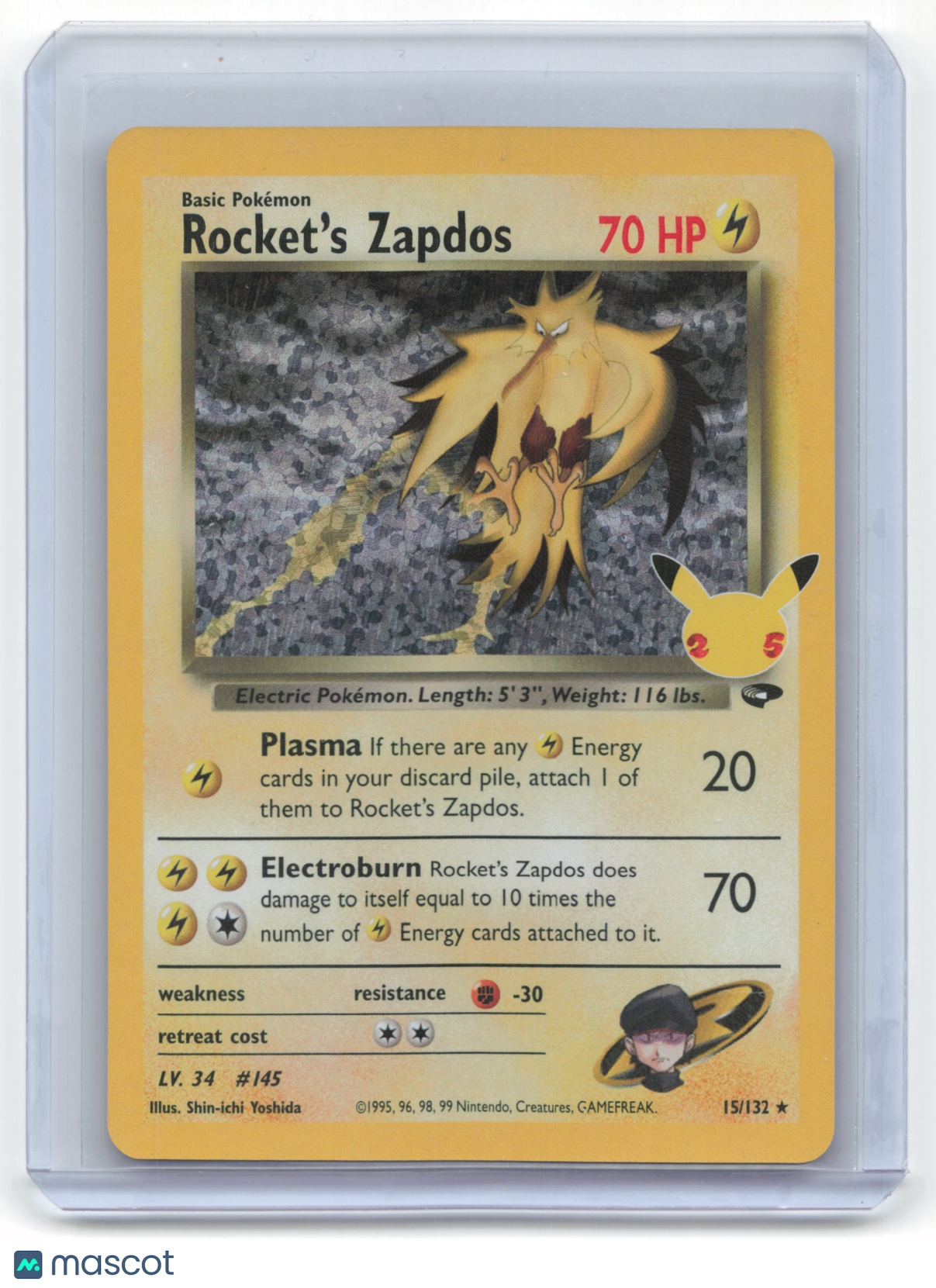 2021 Pokemon Rocket's Zapdos Celebrations Rare #15/132 Near Mint