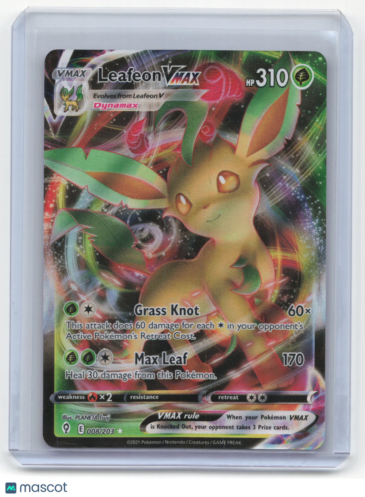 2021 Pokemon Leafeon VMAX Evolving Skies Rare #8/203 Near Mint