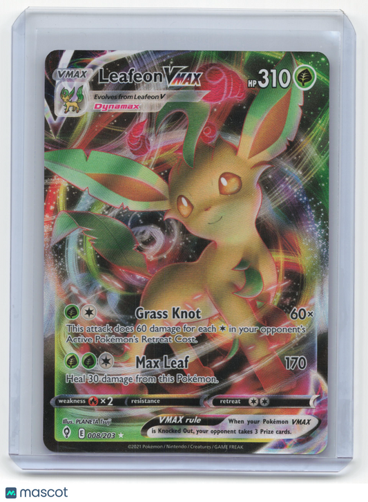 2021 Pokemon Leafeon VMAX Evolving Skies Rare #8/203 Near Mint