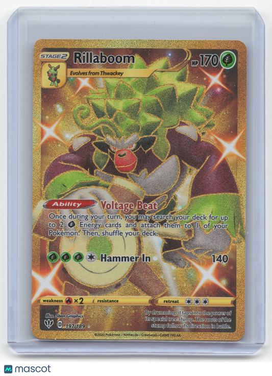 2020 Pokemon Rillaboom Darkness Ablaze Secret Rare #197/189 Near Mint