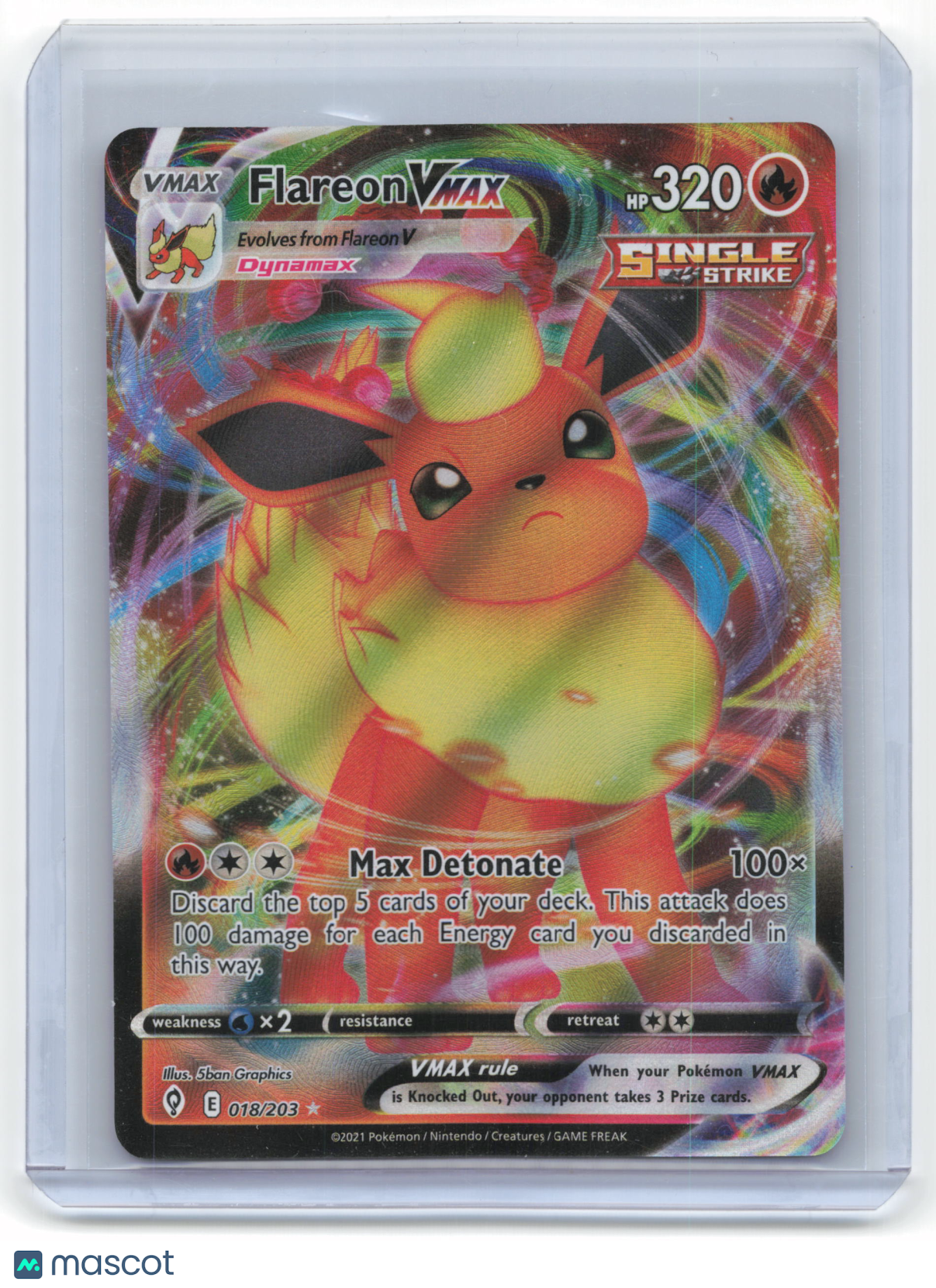 Pokemon Flareon VMAX 2021 Evolving Skies Rare #18/203 Near Mint