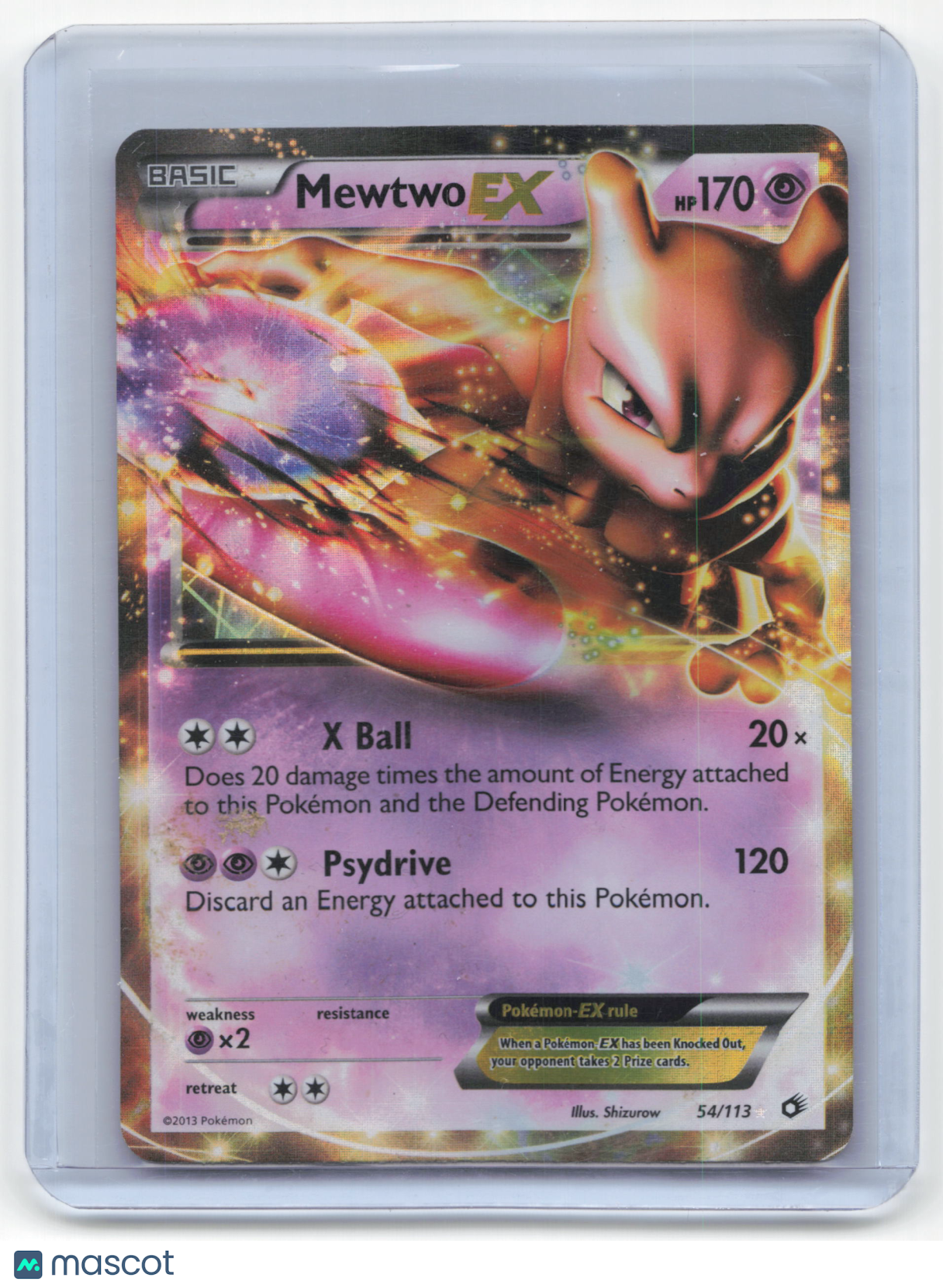 2013 Pokemon Mewtwo EX Legendary Treasures Rare #54/113 (Damaged)