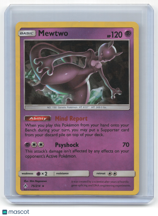 2019 Pokemon Mewtwo Unbroken Bonds Rare Foil #75/214 Lightly Played