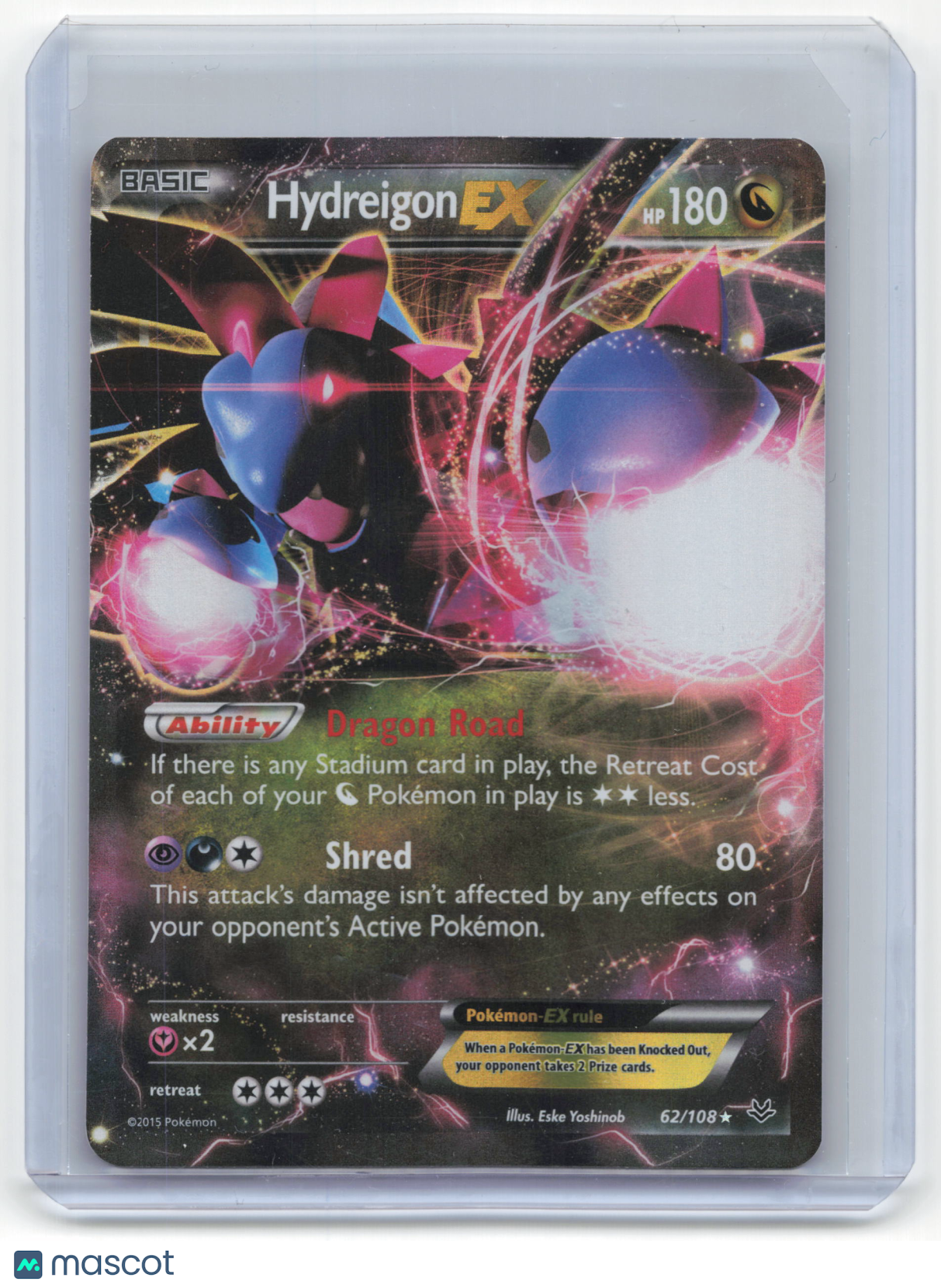 2015 Pokemon Hydreigon EX Roaring Skies Ultra Rare Holo #62/108