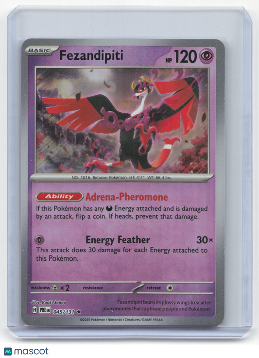2025 Pokemon Fezandipiti Prismatic Evolutions Rare Holo #045 Masterball Pattern