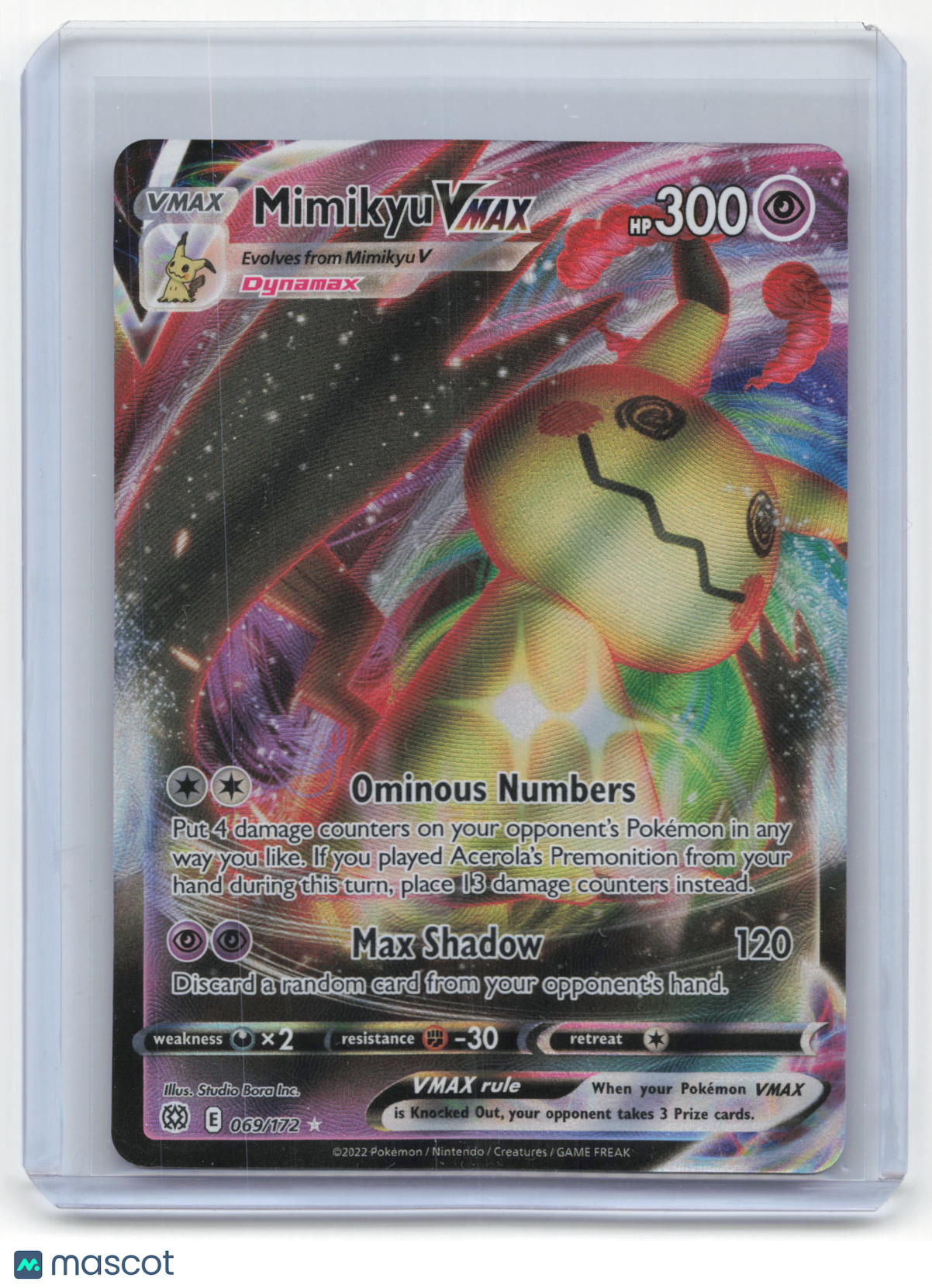 2022 Pokemon Mimikyu VMAX Brilliant Stars Ultra Rare Holo #069/172