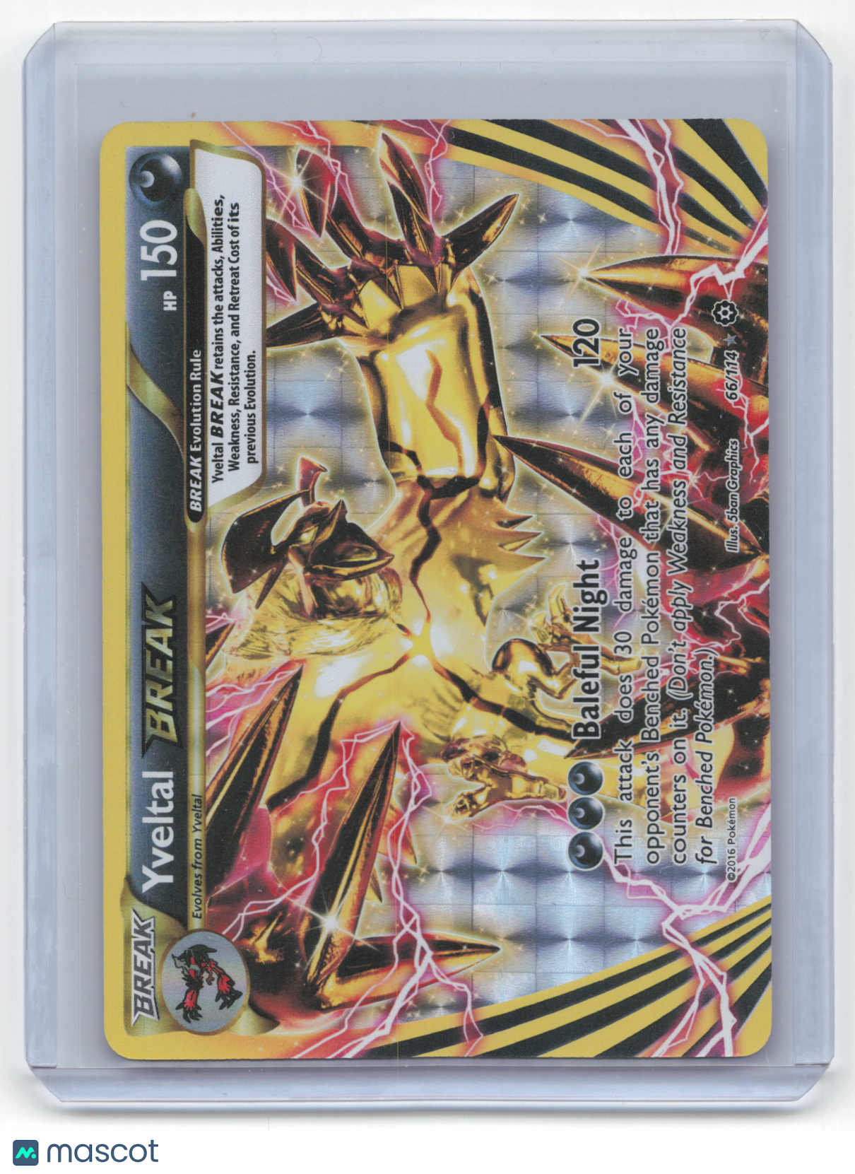 2016 Pokemon Yveltal Break Steam Siege Rare Holo #66/114 Near Mint