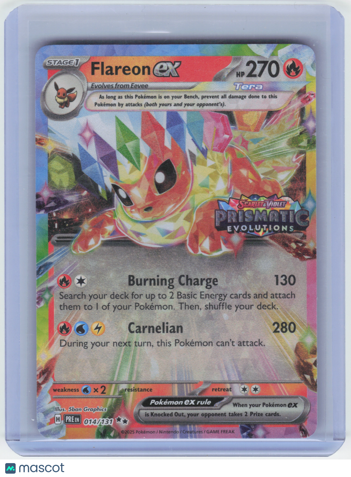 2025 Pokemon Flareon EX #014/131 Prismatic Evolutions Double Rare Holo (Stamped)