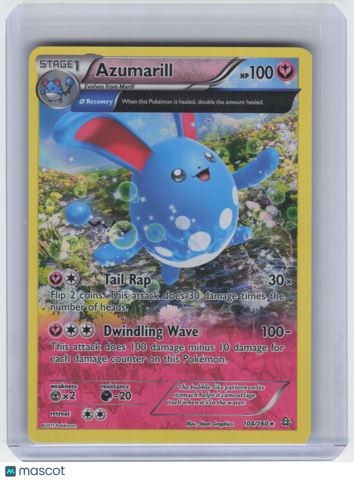 2015 Pokemon Azumarill #104/160 Primal Clash Holo Rare Foil