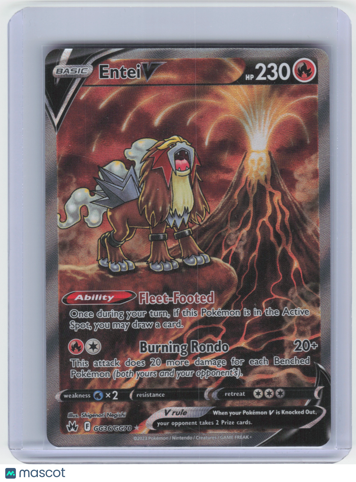 2023 Pokemon Entei V #GG36/GG70 Crown Zenith: Galarian Gallery Ultra Rare Holo