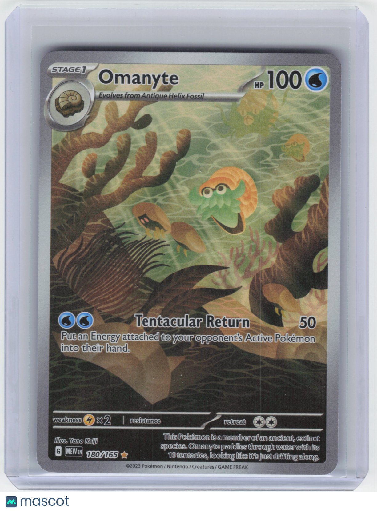 2023 Pokemon Omanyte #180/165 Scarlet & Violet 151 Illustration Rare Foil