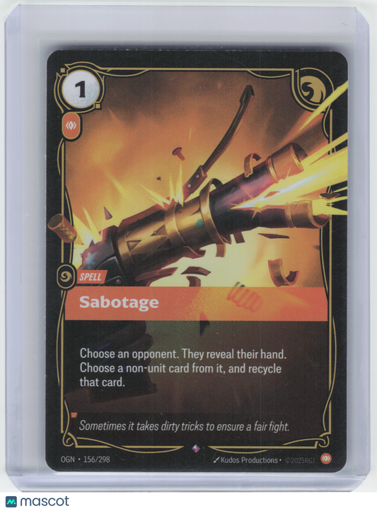 2025 Riftbound: League of Legends TCG Sabotage #156/298 Origins Rare Foil