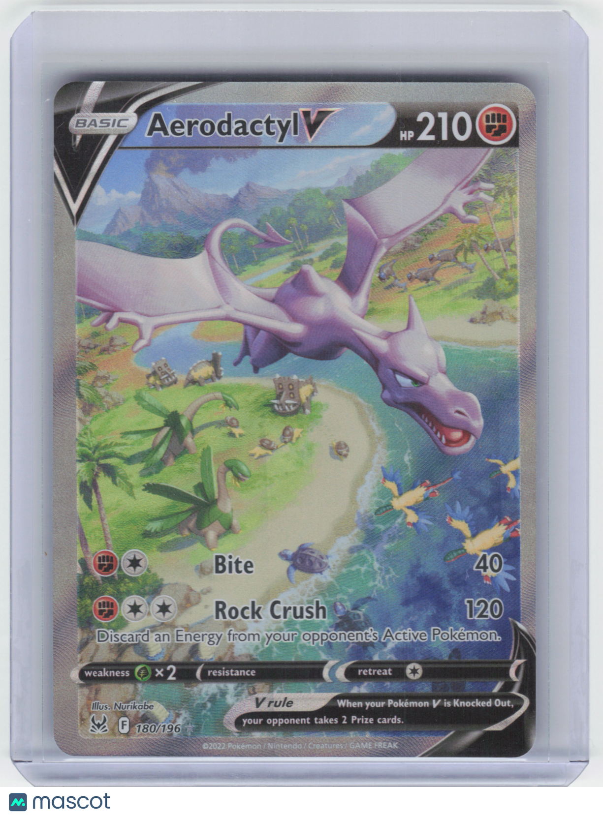 2022 Pokemon—Aerodactyl V #180/196 Lost Origin—Rare Holo Near Mint