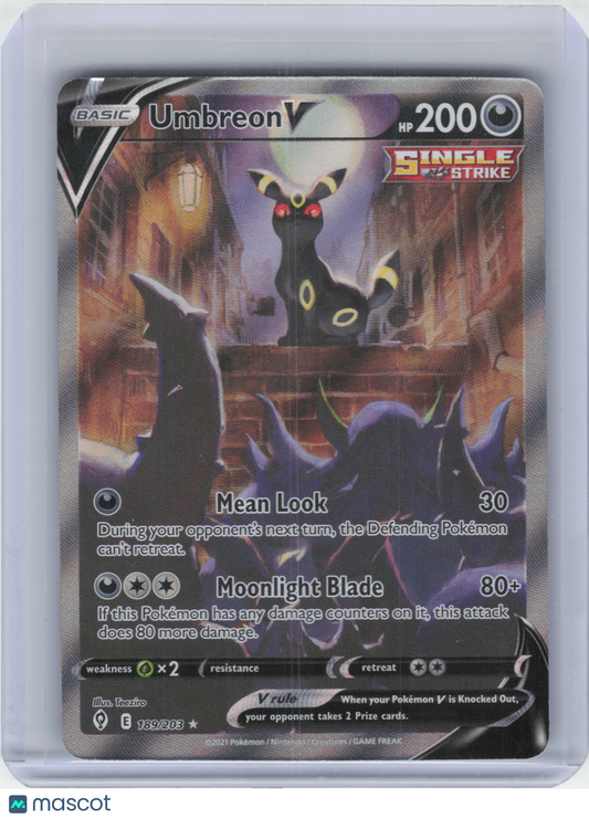 2021 Pokemon Umbreon V Evolving Skies Rare Holo #189/203 Near Mint