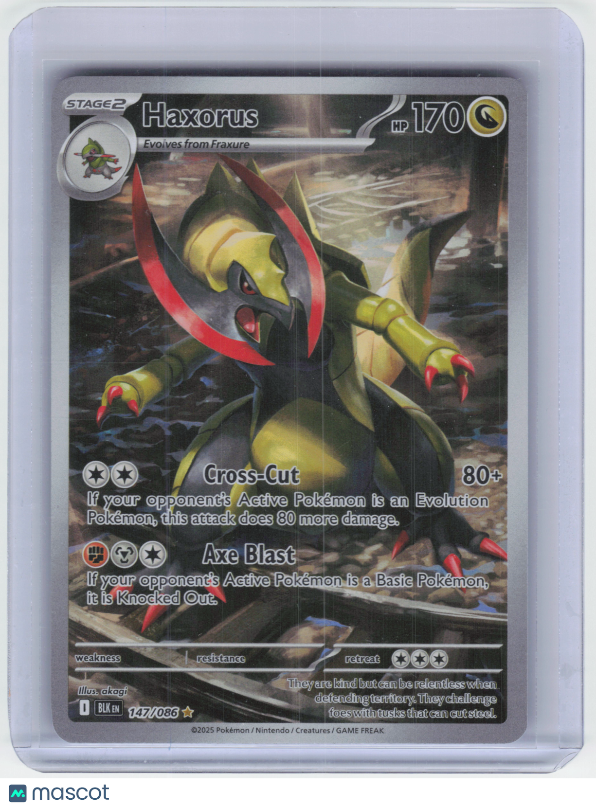 2025 Pokemon Haxorus Black Bolt Illustration Rare Holo #147/86 Near Mint