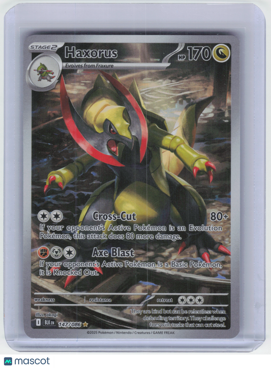2025 Pokemon Haxorus Black Bolt Illustration Rare Holo #147/86 Near Mint