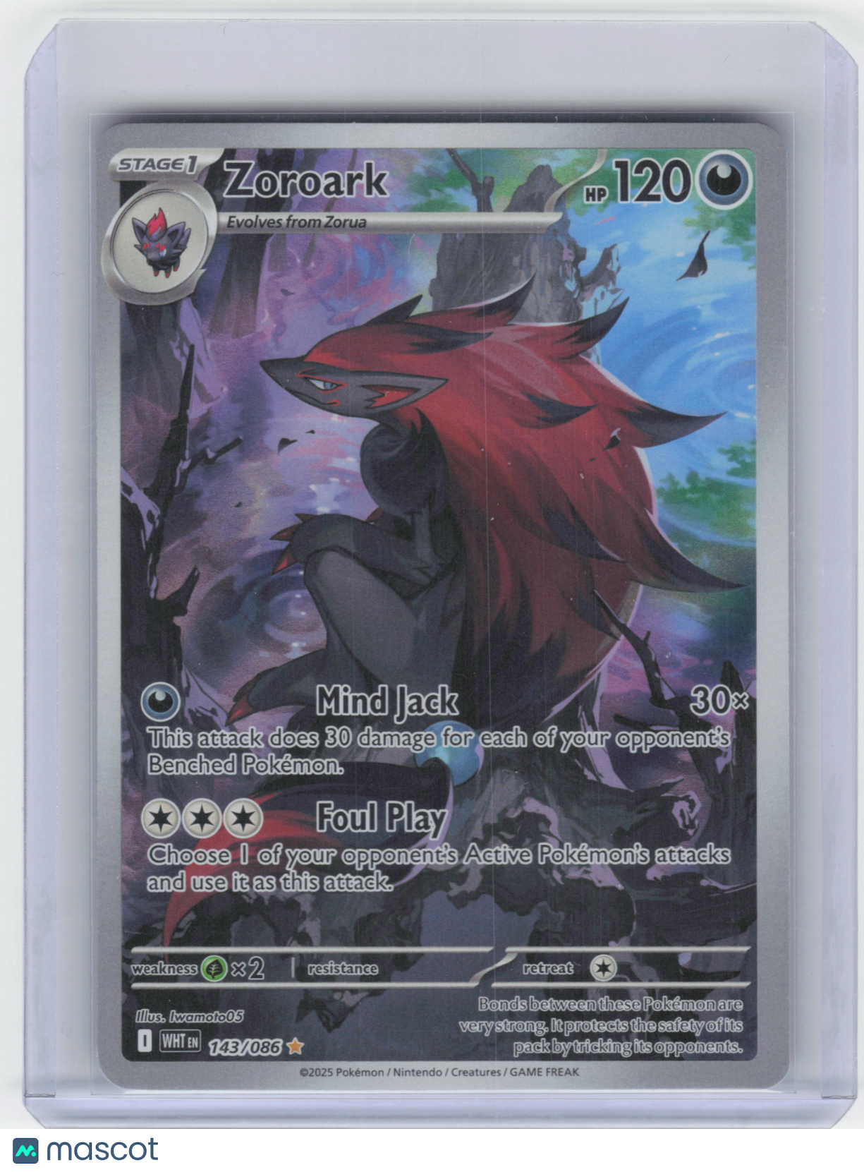 2025 Pokemon Zoroark White Flare Illustration Rare Holo #143/86 Near Mint