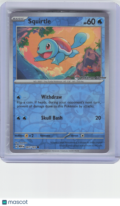 2023 Pokemon—Squirtle #7/165 Pokémon 151—Rare Reverse Holo (Sealed)