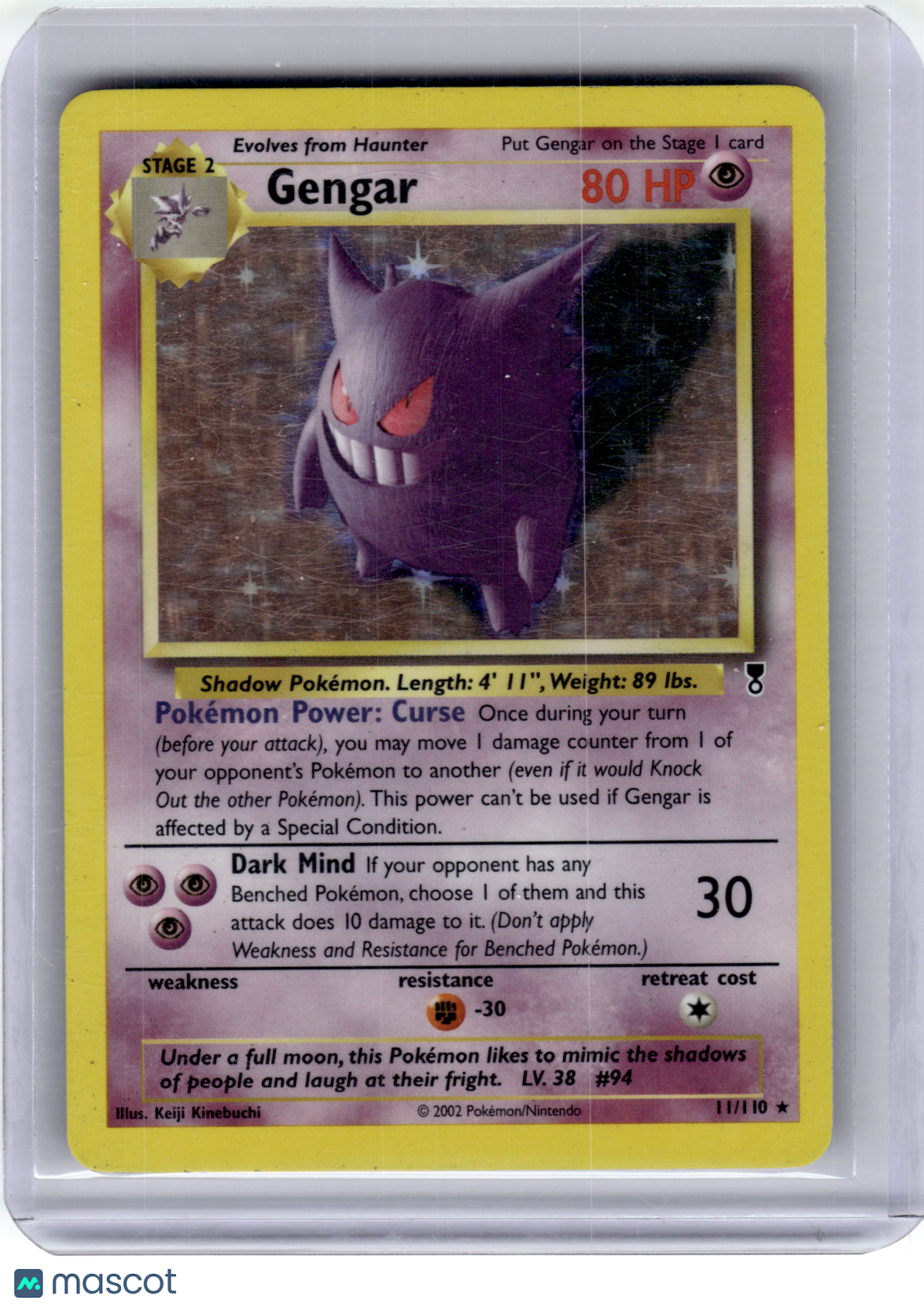 2002 Pokemon Gengar Legendary Collection Rare Holo #11/110 (Damaged)
