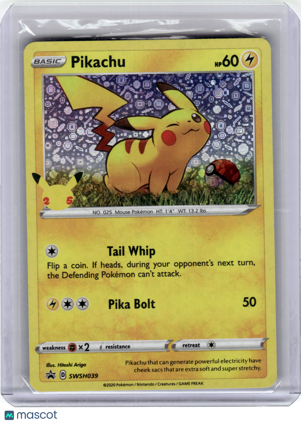 2020 Pokemon Pikachu Sword & Shield Black Star Promo Holo #SWSH039 Near Mint