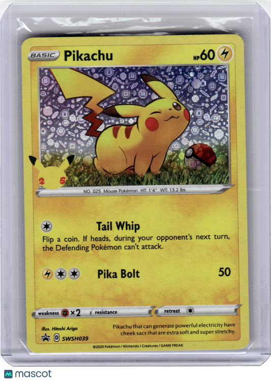 2020 Pokemon Pikachu Sword & Shield Black Star Promo Holo #SWSH039 Near Mint