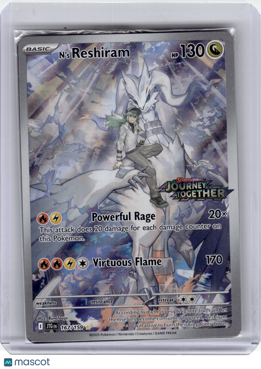 2025 Pokemon N'S Reshiram Journey Together Illustration Rare #167/159 (Sealed)