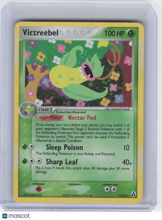 2006 Pokemon Victreebel #13/92 EX Dragon Frontiers Rare Cosmos Holo [Damaged]