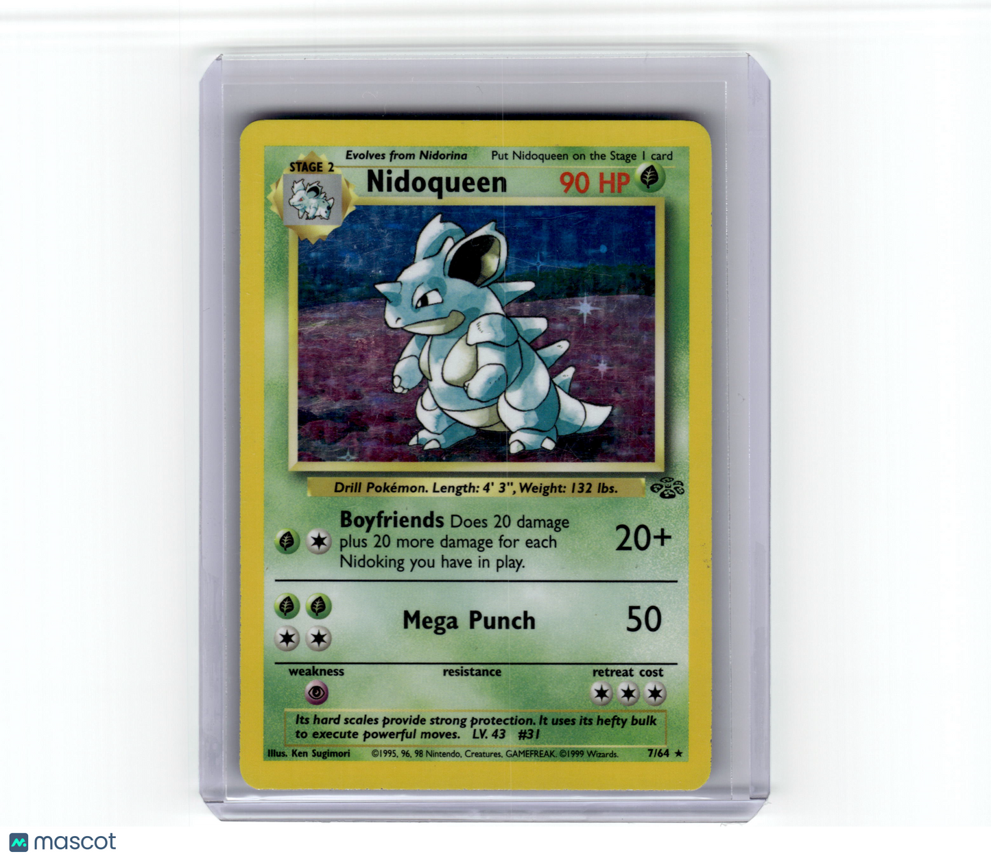 1999 Pokemon Nidoqueen Jungle Rare Holo #7/64 Moderately Played
