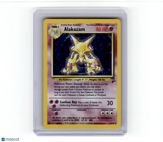 1999 Pokemon Alakazam Base Set 2 Rare Holo #1/130 Moderately Played