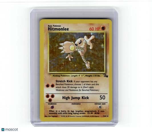 1999 Pokemon Hitmonlee Fossil Rare Holo #7/62 Moderately Played