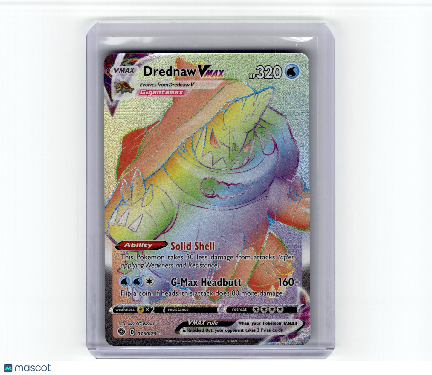 2020 Pokemon Drednaw VMAX Champion’s Path Secret Rare Holo #75/73 Near Mint