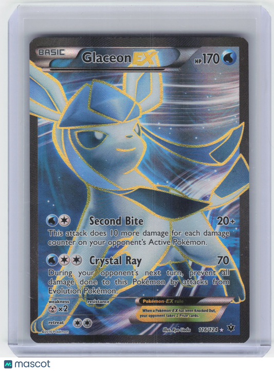 2016 Pokemon Glaceon EX #116/124 Fates Collide Ultra Rare Holo [Heavily Played]