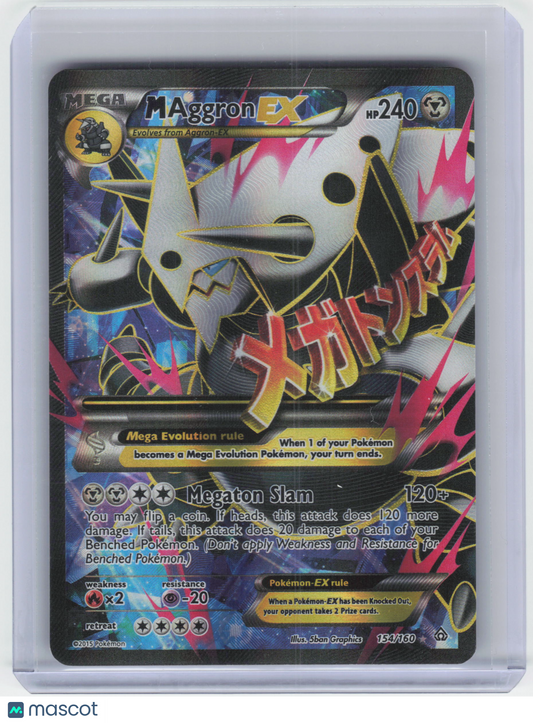 2015 Pokemon M Aggron EX #154/160 Primal Clash Ultra Rare Holo [Heavily Played]